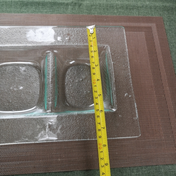 Rectangular Clear Pebble Art Textured Glass Divided Serving Tray / Dish 8"×12" - Picture 9 of 9